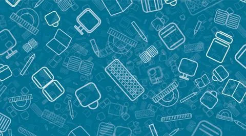 School background with various icons Stock Illustration