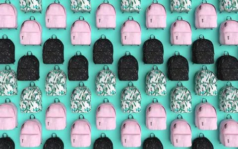 School backpack background 3d render Stock Illustration