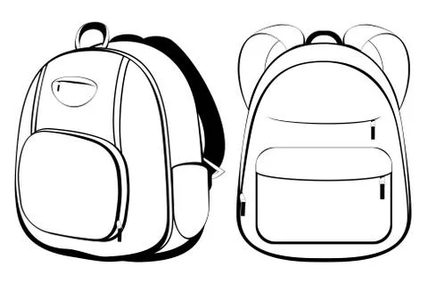 School backpack in black and white Stock Illustration