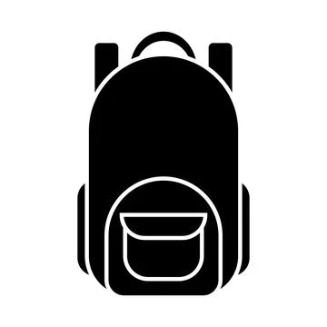 School backpack black flat icon. Back to school. Vector illustration isolated Stock Illustration