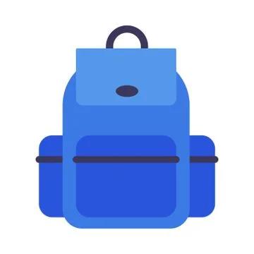 School Backpack, Blue Rucksack for Students, Travellers or Tourists Flat Style Stockillustratie
