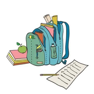 School backpack. Color. Stock Illustration
