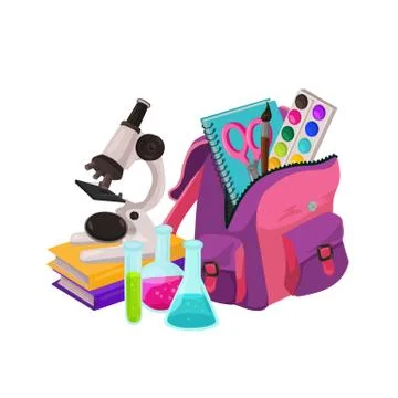 School backpack composition Stock Illustration