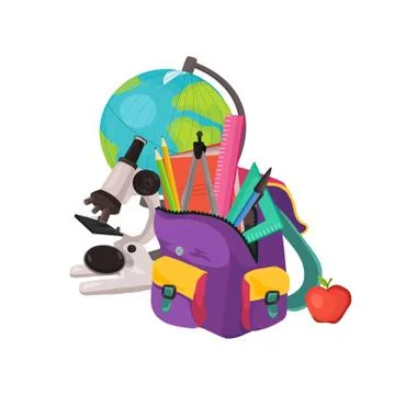 School backpack composition Stock Illustration