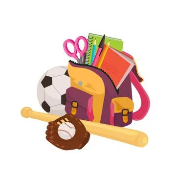 School backpack composition Stock Illustration