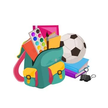 School backpack composition Stock Illustration