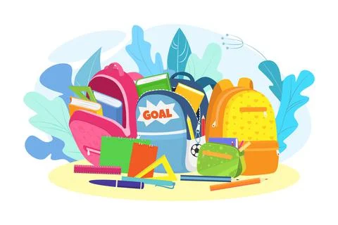 School backpack for education, vector illustration. Bag for college study Stock Illustration