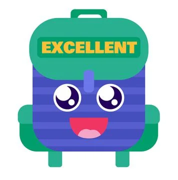 School backpack excellent reward sticker vector Stock Illustration