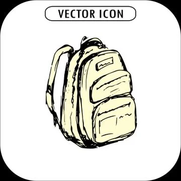 School backpack ,hand drawn icon Stock Illustration