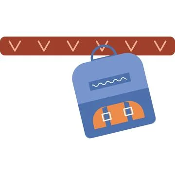 School backpack on hanger vector icon isolated on white 库存插图