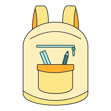 School backpack holding pencil ruler for learning education Stock Illustration