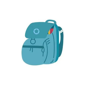 School backpack icon in flat color style. Back to school illustration Stock Illustration