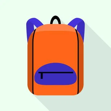 School backpack icon, flat style 스톡 일러스트