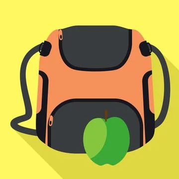 School backpack icon, flat style イラスト素材