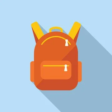 School backpack icon flat vector. Paper form Stock Illustration