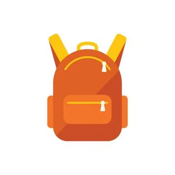 School backpack icon flat vector. Paper form Stock Illustration
