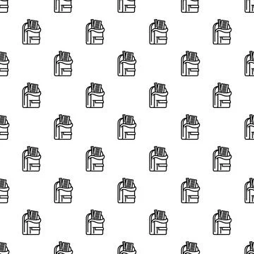 School backpack icon seamless pattern with education supplies Stock Illustration