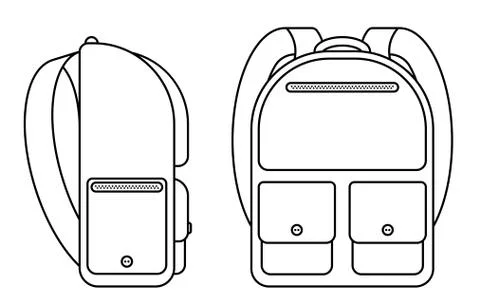 School backpack icon. Side and front view. September 1, beginning of school Stock Illustration
