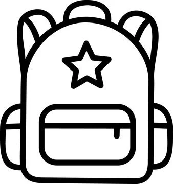 School backpack icon for student equipment outline Stock Illustration