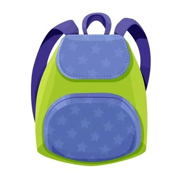 School backpack knapsack study bag, equipment, kids bag with pockets bright Illustrazione stock