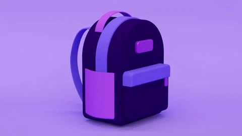 School backpack on a lilac background. Abstract loop animation Stock Footage 168939220