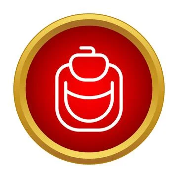 School backpack line art icon red circle Stock Illustration