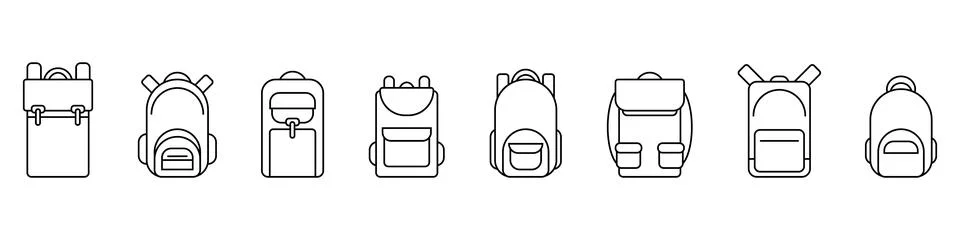 School backpack line icon set. Back to school. Vector illustration isolated Stockillustratie