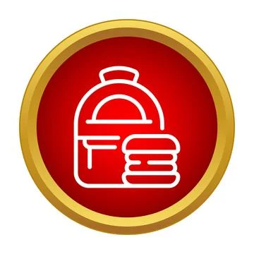 School backpack with lunch burger icon concept Stock Illustration