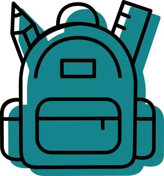 School Backpack With Pencil Ruler Supplies Illustration Stock Illustration