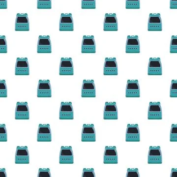 School backpack seamless pattern on white background Stock Illustration