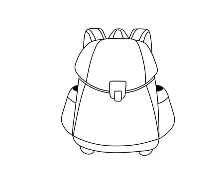School backpack in simple line style.Vector illustration Stock Illustration
