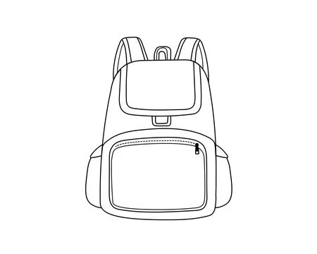 School backpack in simple line style.Vector illustration Stock Illustration