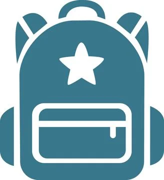 School backpack with star flat icon Stock Illustration