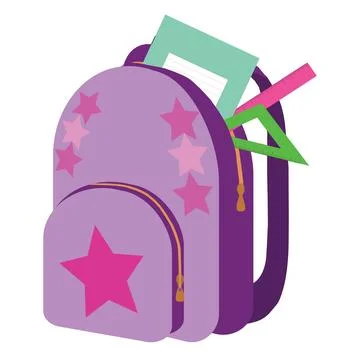 School backpack with stationery. Back to school concept. Vector illustratio.. Stock Illustration