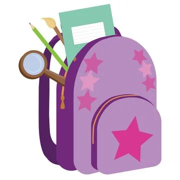 School backpack with stationery. Back to school concept. Vector illustratio.. Stock Illustration