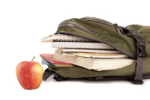 School bag with apple Stock Photos