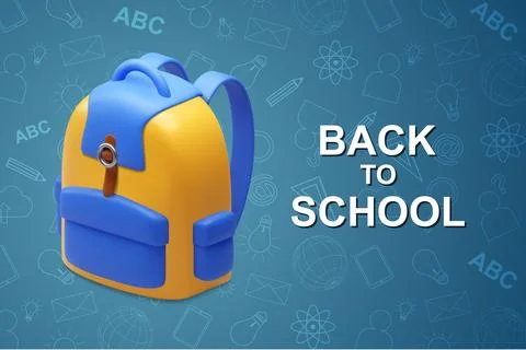 School bag on a blue background Stock Illustration