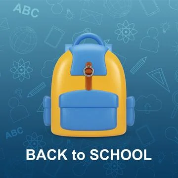 School bag on a blue background Stock Illustration
