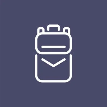 School bag icon backpack simple flat style outline illustration Stock Illustration