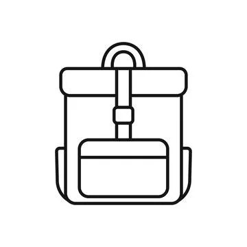 School bag icon in flat outline stroke style. Children backpack vector illu.. Stock Illustration