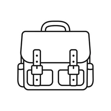 School bag icon in flat outline stroke style. Children backpack vector illu.. Stock Illustration