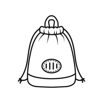 School bag icon in flat outline stroke style. Children backpack vector illu.. Stock Illustration