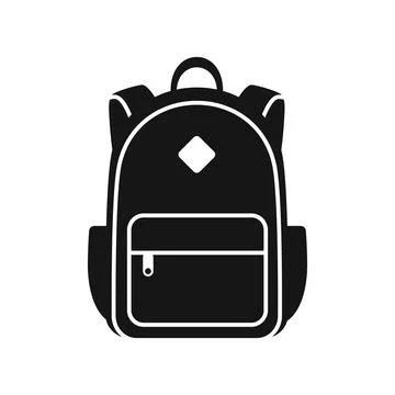 School bag icon in flat silhouette style. Children backpack vector illustra.. Stock Illustration