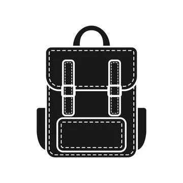 School bag icon in flat silhouette style. Children backpack vector illustra.. Stock Illustration