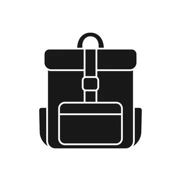 School bag icon in flat silhouette style. Children backpack vector illustra.. Stock Illustration