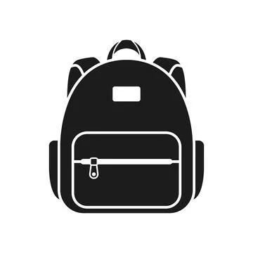 School bag icon in flat silhouette style. Children backpack vector illustra.. Stock Illustration