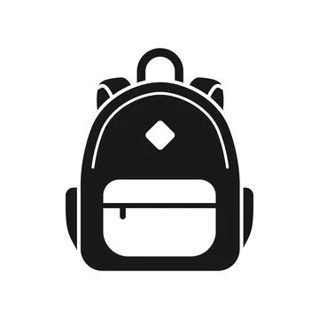School bag icon in flat silhouette style. Children backpack vector illustra.. Stock Illustration