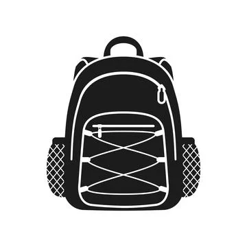 School bag icon in flat silhouette style. Children backpack vector illustra.. Stock Illustration