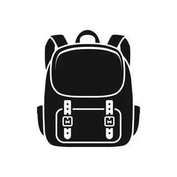 School bag icon in flat silhouette style. Children backpack vector illustra.. Stock Illustration