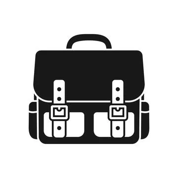 School bag icon in flat silhouette style. Children backpack vector illustra.. Stock Illustration